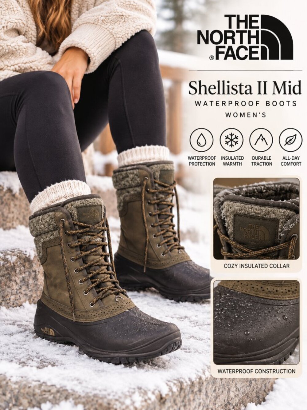 The North Face Shellista II Mid Waterproof Winter Boots Women’s Size 9